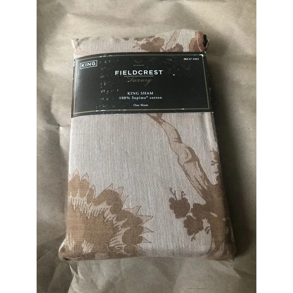 1 Fieldcrest Luxury King Pillow Sham Floral 20in X 36in